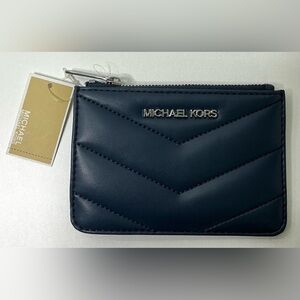Michael Kors Jet Set Travel Coin Pouch Card Holder Navy New